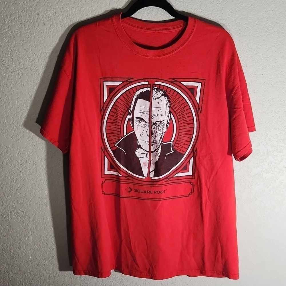 Squareroot Shirt Red tshirt fits a size L - XL NO inside tag see measurements